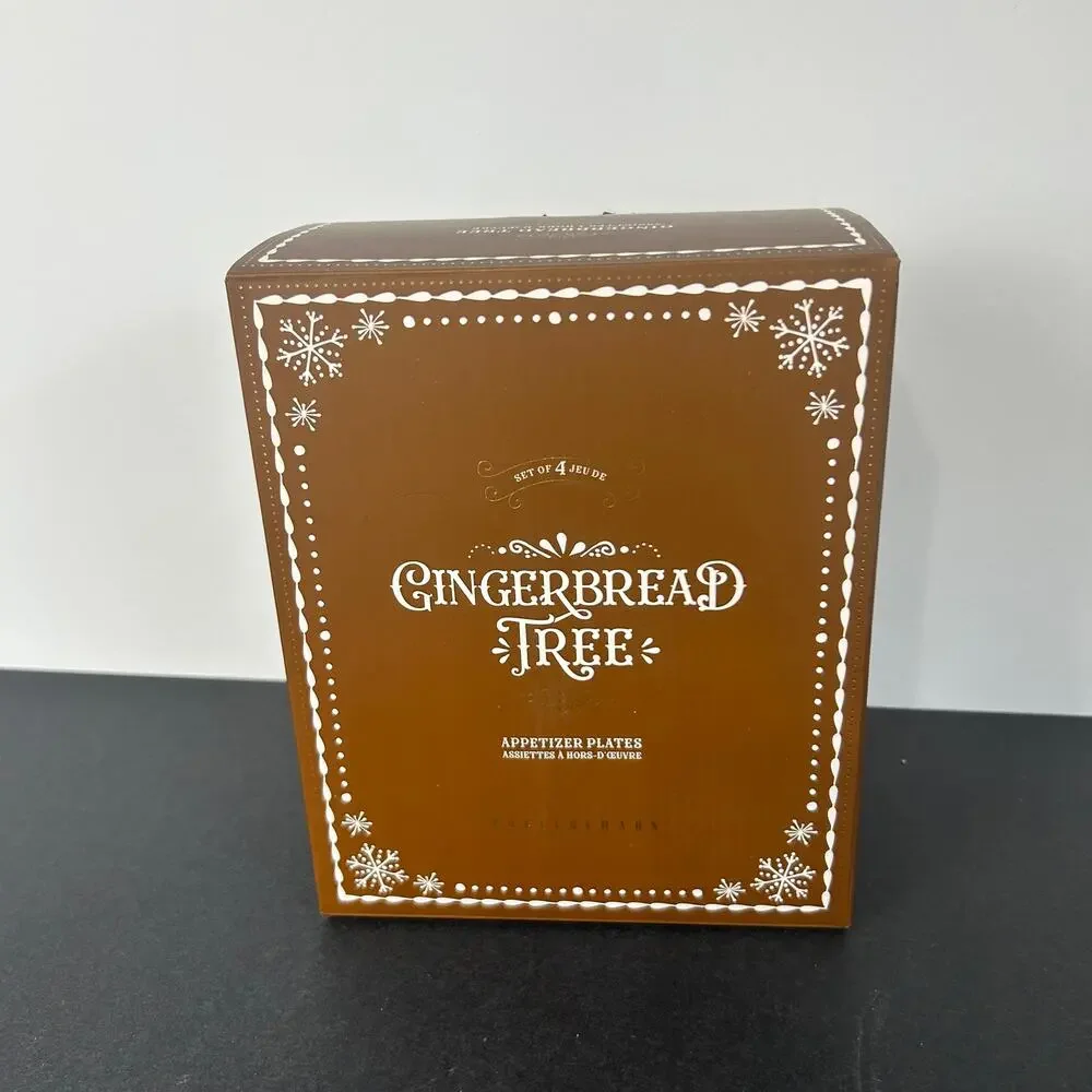Pottery Barn Gingerbread Tree Appetizer Plates Set of four NIB